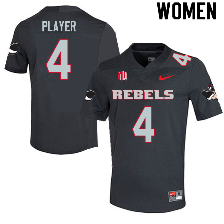 Women #4 Tyson Player UNLV Rebels College Football Jerseys Sale-Charcoal - Click Image to Close